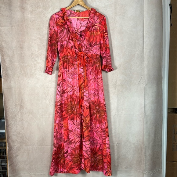 Vintage JCPenney Loungewear Robe Mumu Nightgown Women Large Babydoll Floral 70's - Picture 2 of 13